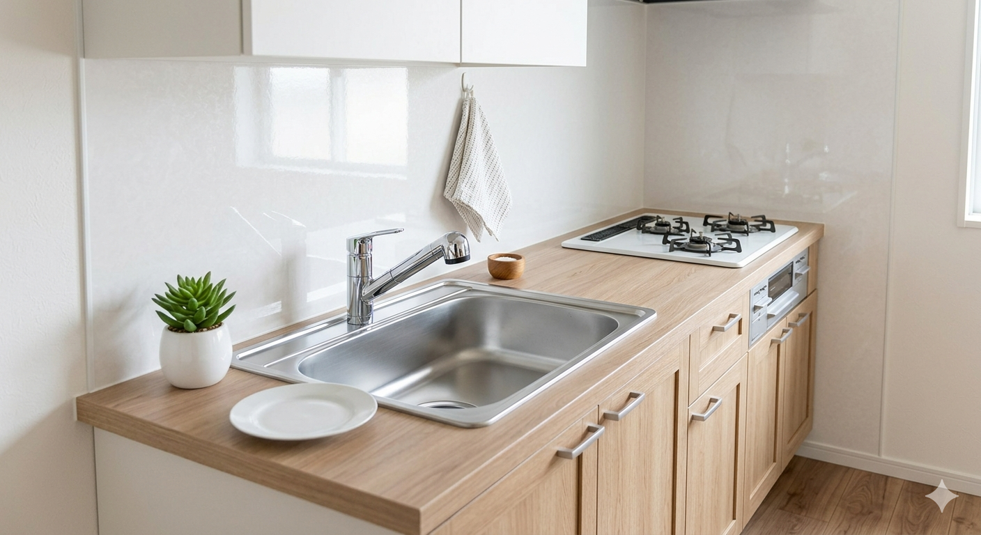 清潔感のあるキッチンのアップ写真